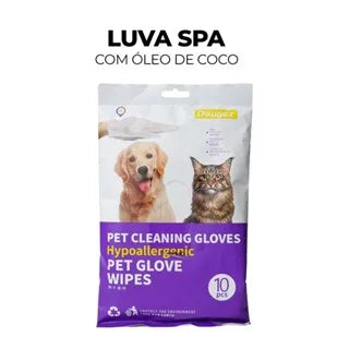Luvas Descartáveis Para Higienização De Pets Limpeza Banho a Seco Gato