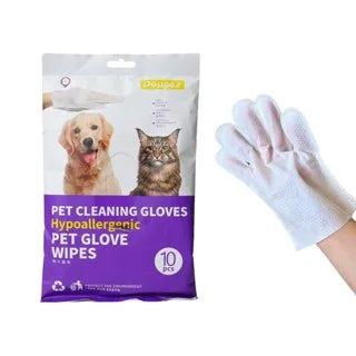Luvas Descartáveis Para Higienização De Pets Limpeza Banho a Seco Gato