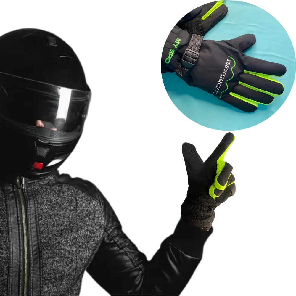 Rutschfeste Handschuhe für Motorradfahrer, Unisex-Handschuhe für Motorrad/Fahrrad, gefüttert, mit Verstellmöglichkeiten