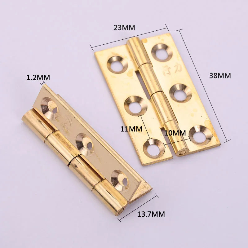 Conjunto de 4 mini dobradiças de latão puro para móveis.