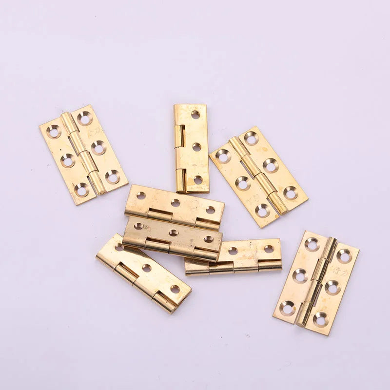 Conjunto de 4 mini dobradiças de latão puro para móveis.