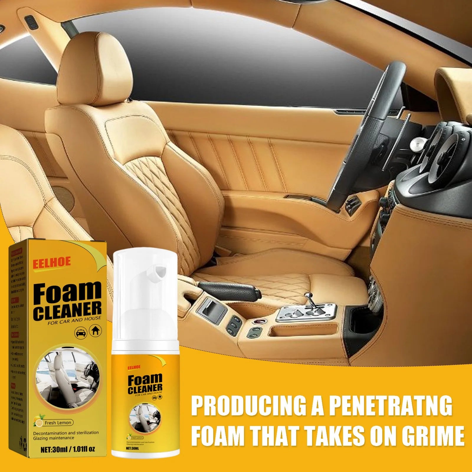 Limpador multiuso em espuma de 30ml para carros, produtos de limpeza automotiva…