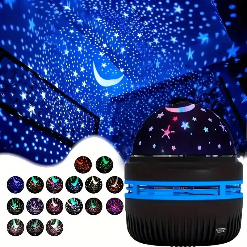 Luzes noturnas LED com céu estrelado, projetor USB, lâmpada, bola mágica, lua e estrelas…