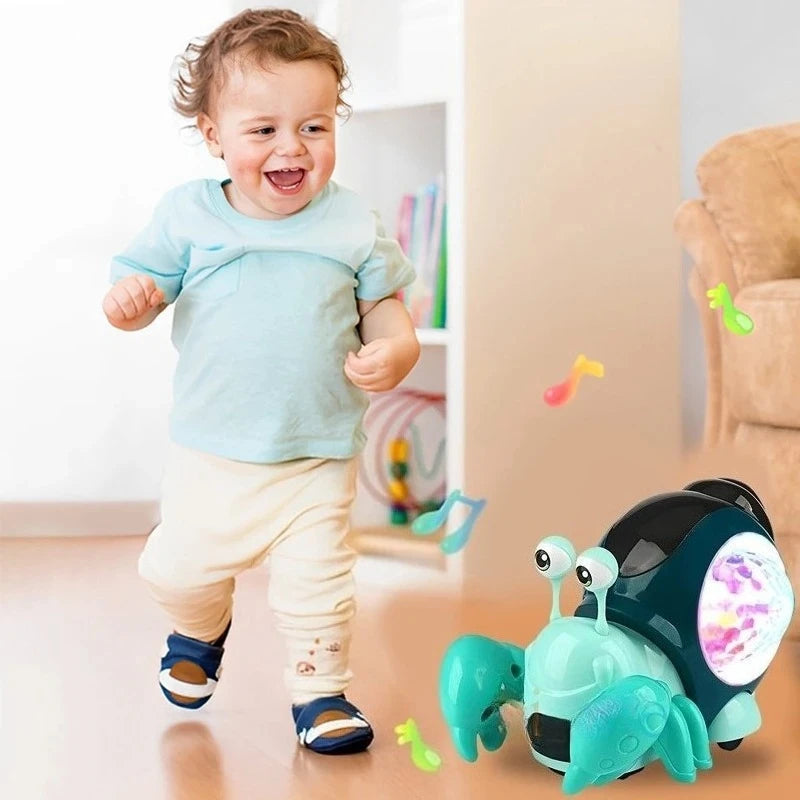 Caranguejo de brinquedo para bebês que rasteja, com música e luzes, brinquedo musical interativo para…