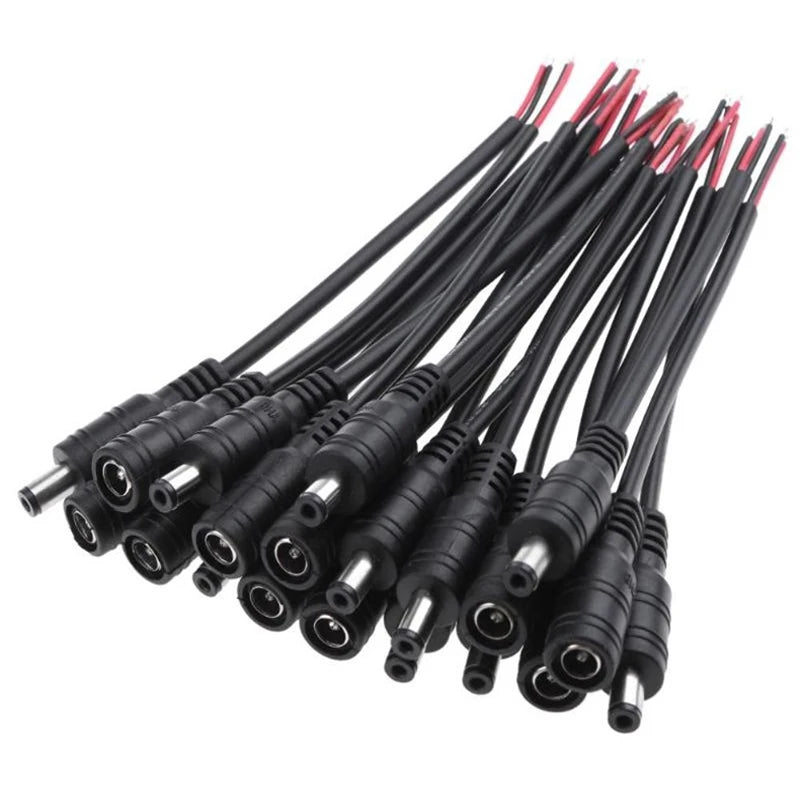 1/5/10 peças Cabo de alimentação DC macho-fêmea Adaptador de conector 5,5x2,1mm