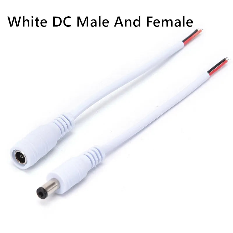1/5/10 peças Cabo de alimentação DC macho-fêmea Adaptador de conector 5,5x2,1mm