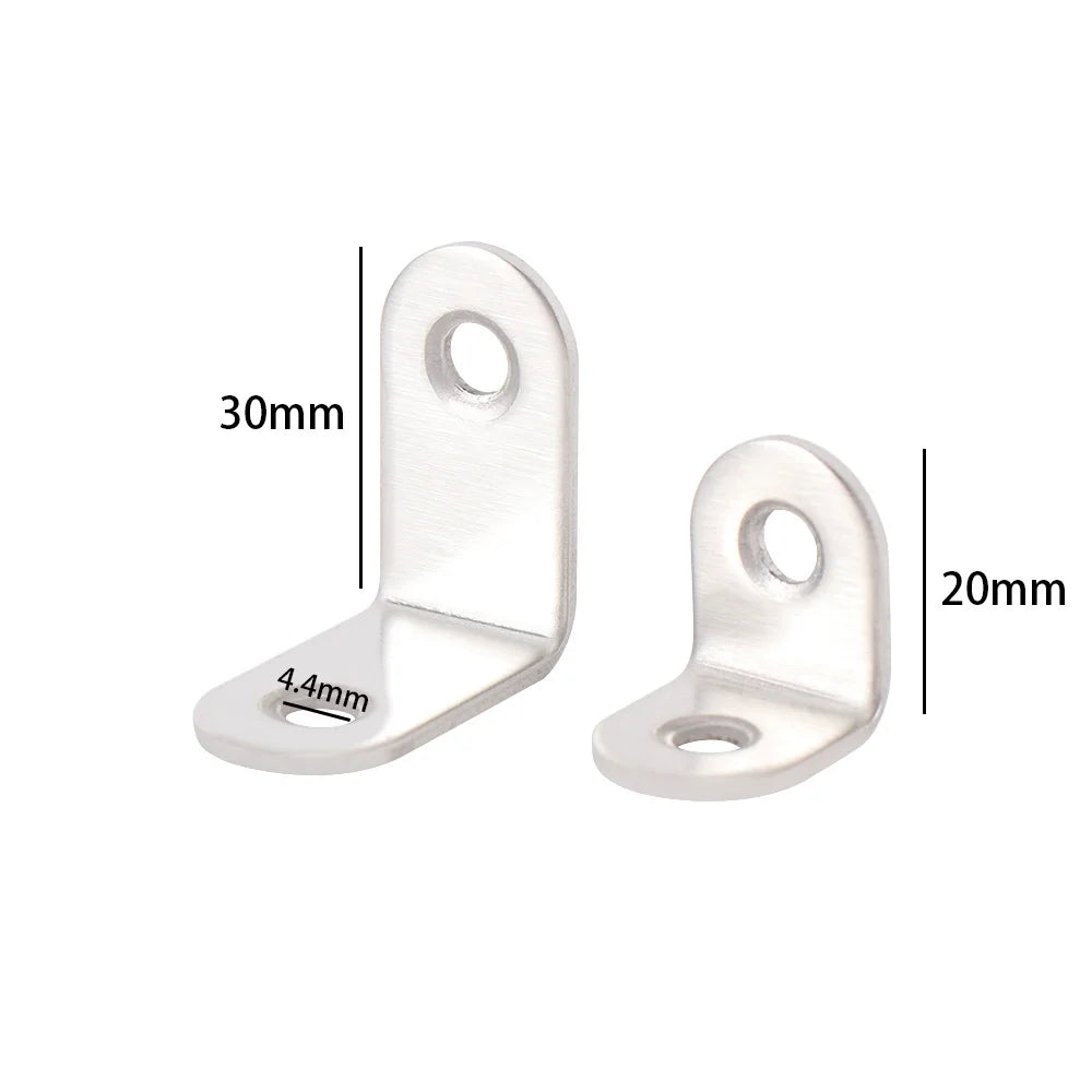 10 peças de cantoneira de aço inoxidável de 20 mm x 20 mm, tipo L, com extremidade arredondada