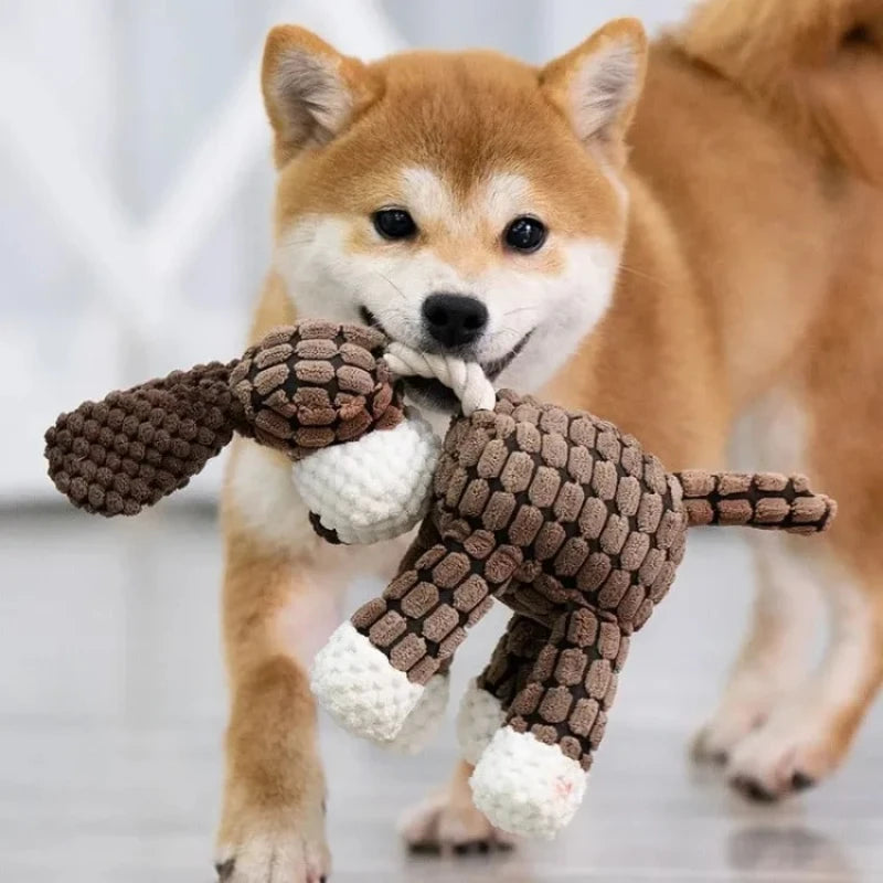 Brinquedo interativo de pelúcia em formato de cachorrinho para treinamento de dentição de cães…