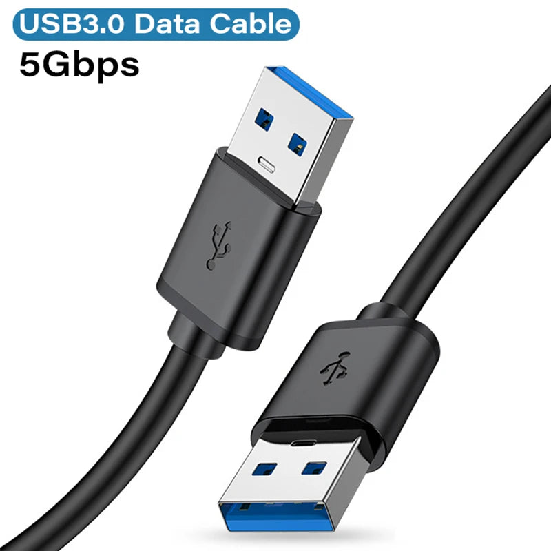 Cabo USB 3.0 curto com conector duplo USB A macho para gabinete de HDD.