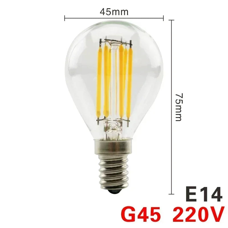 Lâmpada LED retrô Edison E14 E27 AC 220 2W 4W 6W 8W Lâmpada de vidro vintage C3…