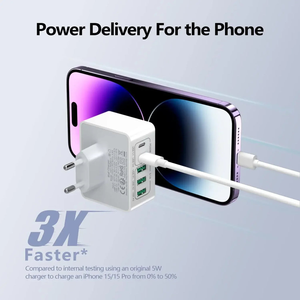 Cargador USB C Carregador Cargador Rapido 50W 5 Portas Bloque de Carga