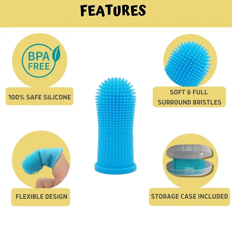 Escova de dentes de dedo super macia para cães e animais de estimação, para limpeza dos dentes e cuidado com o hálito.