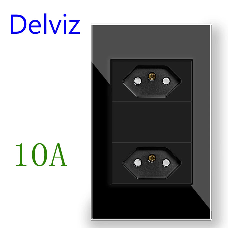 Tomada elétrica padrão Delviz Brasil, 10A/20A, 2 pinos, AC 110V~250V, 1