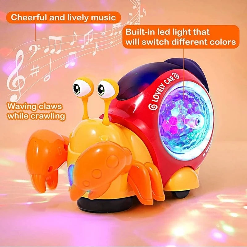 Caranguejo de brinquedo para bebês que rasteja, com música e luzes, brinquedo musical interativo para…