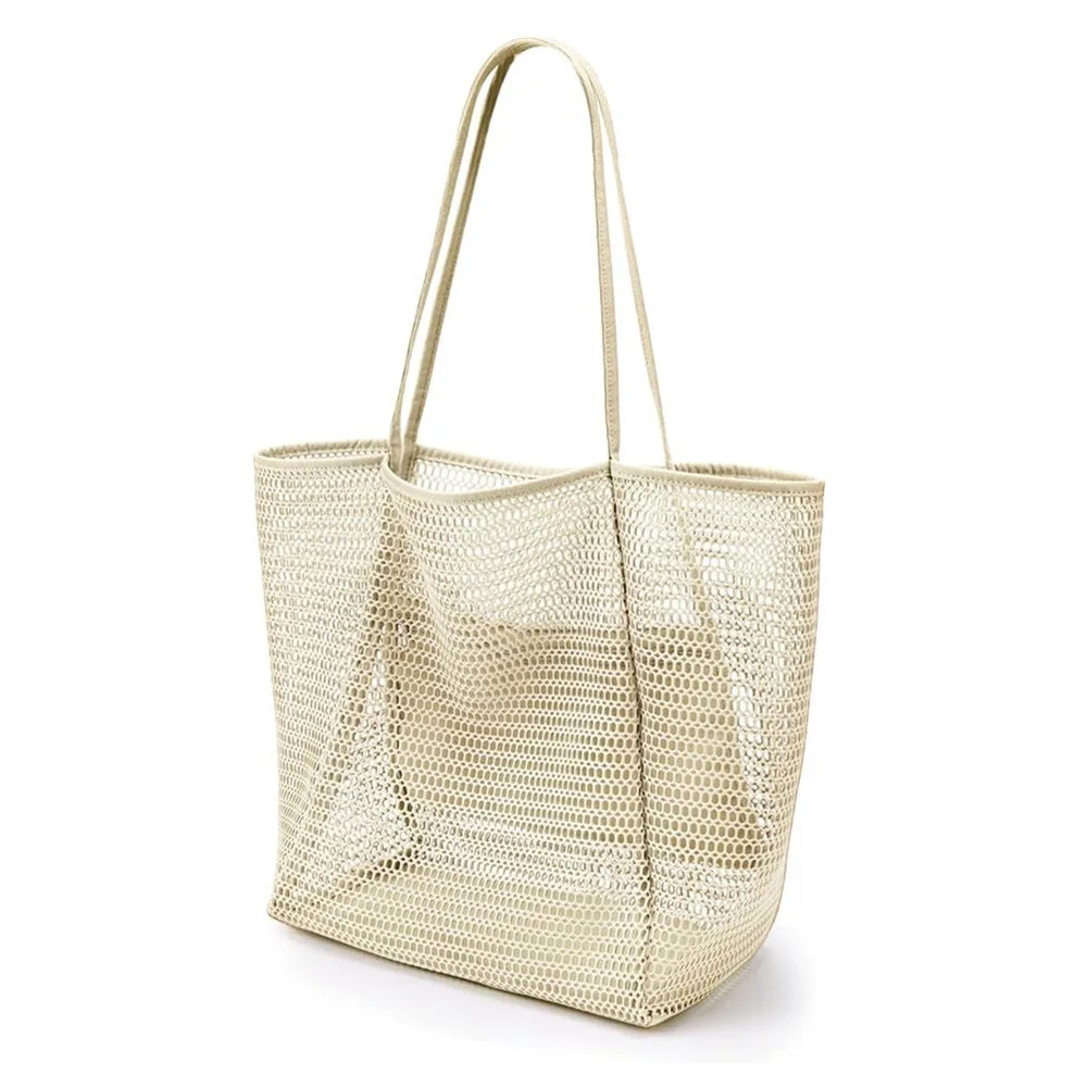 Bolsa de praia dobrável em tela, bolsa de ombro feminina para o verão, ideal para atividades ao ar livre