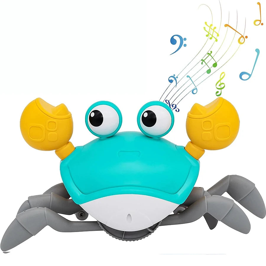 Caranguejo de brinquedo para bebês que engatinha, caranguejo interativo para bebês brincarem de bruços com música