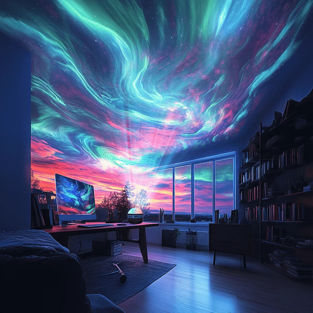 Luz noturna de LED com projetor de céu estrelado em 7 cores para projeção da aurora boreal…