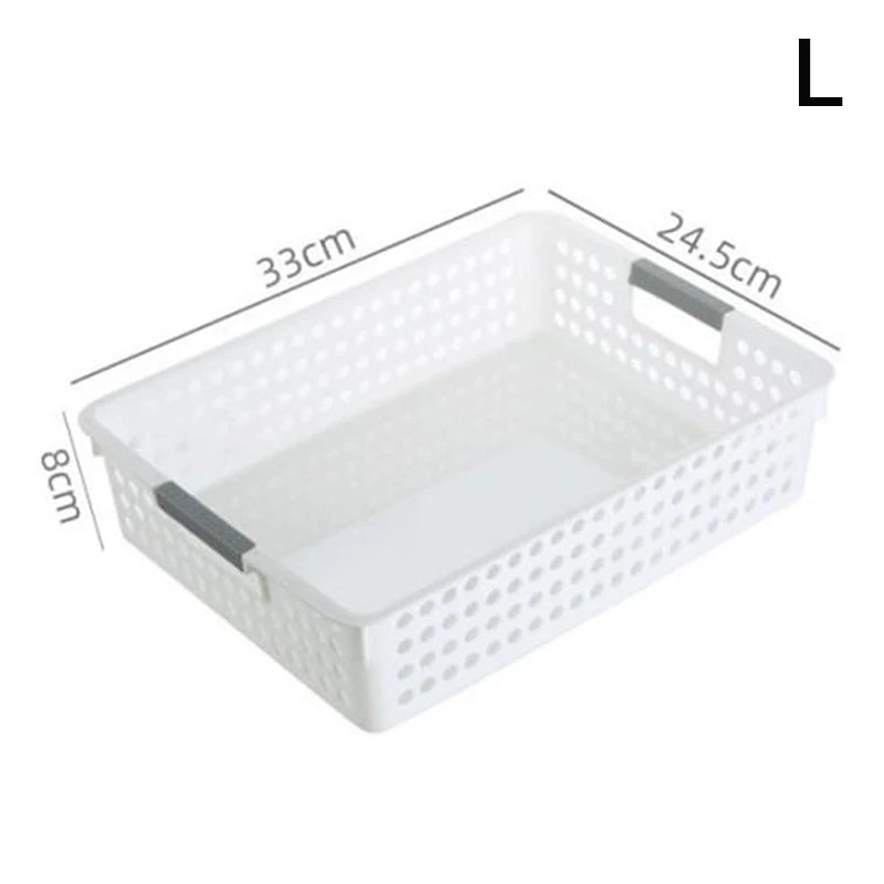 Cesto de armazenamento vazado para uso doméstico, ideal para guardar brinquedos diversos e outros itens.