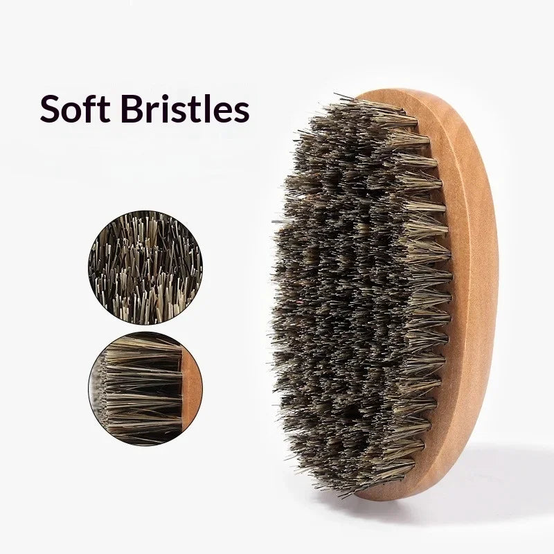 Escova de cabelo masculina com cerdas de javali para barba natural.