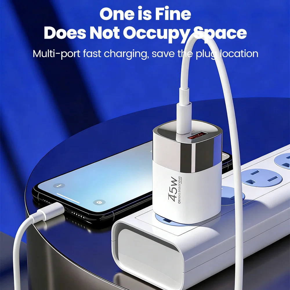 Carregador de parede Elough de 45 W com USB Tipo C e carregamento super rápido de 2 portas.