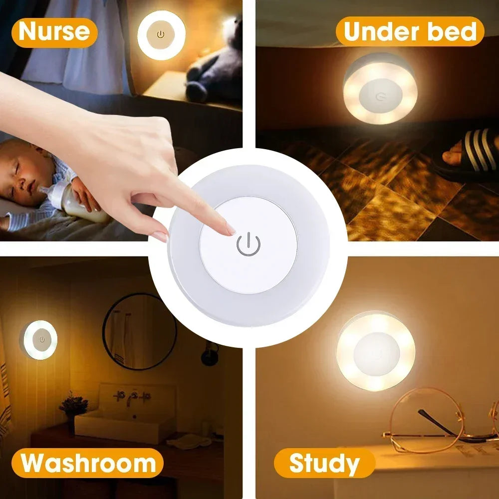 Luz noturna portátil LED recarregável via USB para sala de estar e