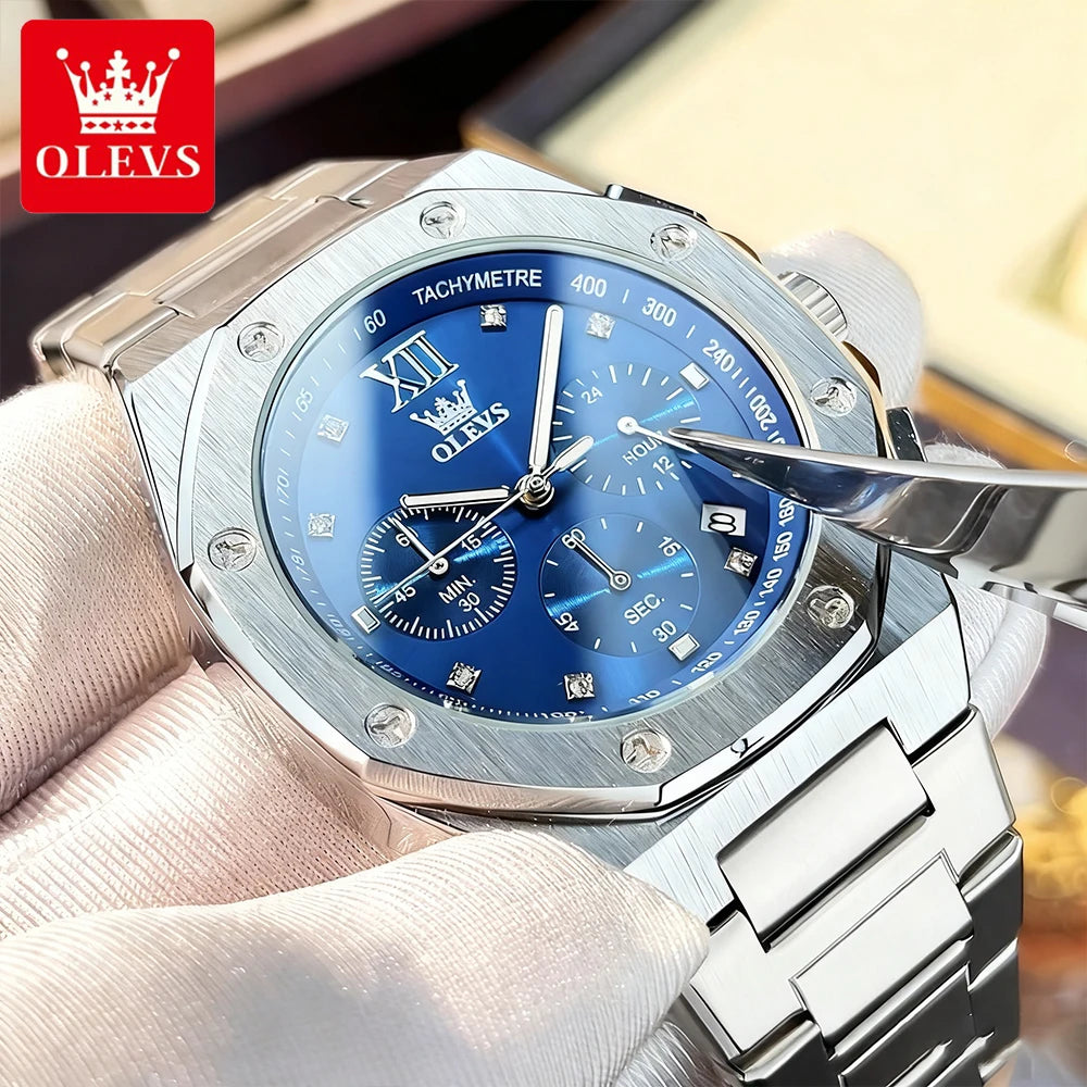 Relógios masculinos OLEVS, clássicos, de luxo, marca de topo, em aço fino, originais