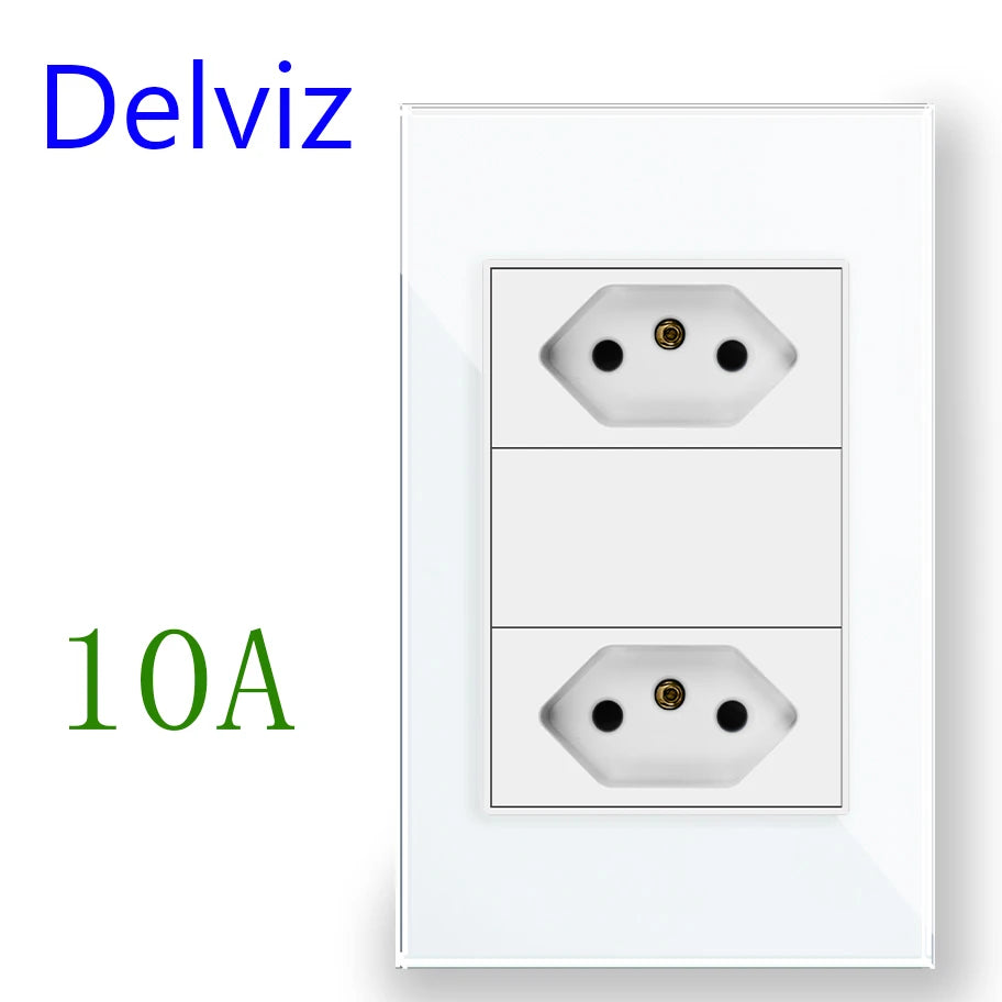Tomada elétrica padrão Delviz Brasil, 10A/20A, 2 pinos, AC 110V~250V, 1