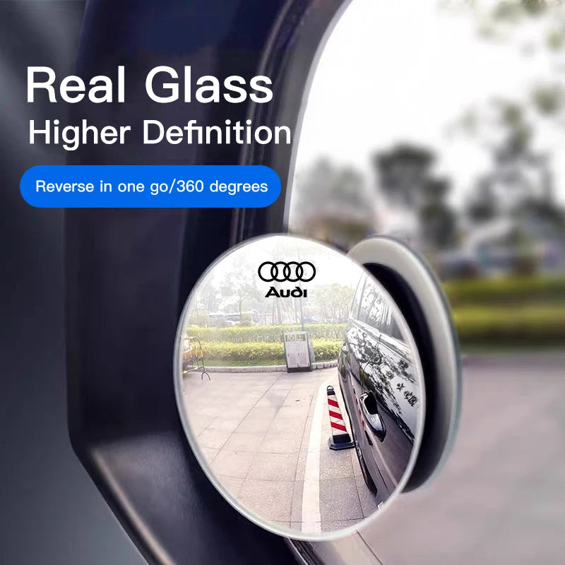 Espelho retrovisor 360° pequeno e redondo para carro, acessório automotivo para Audi