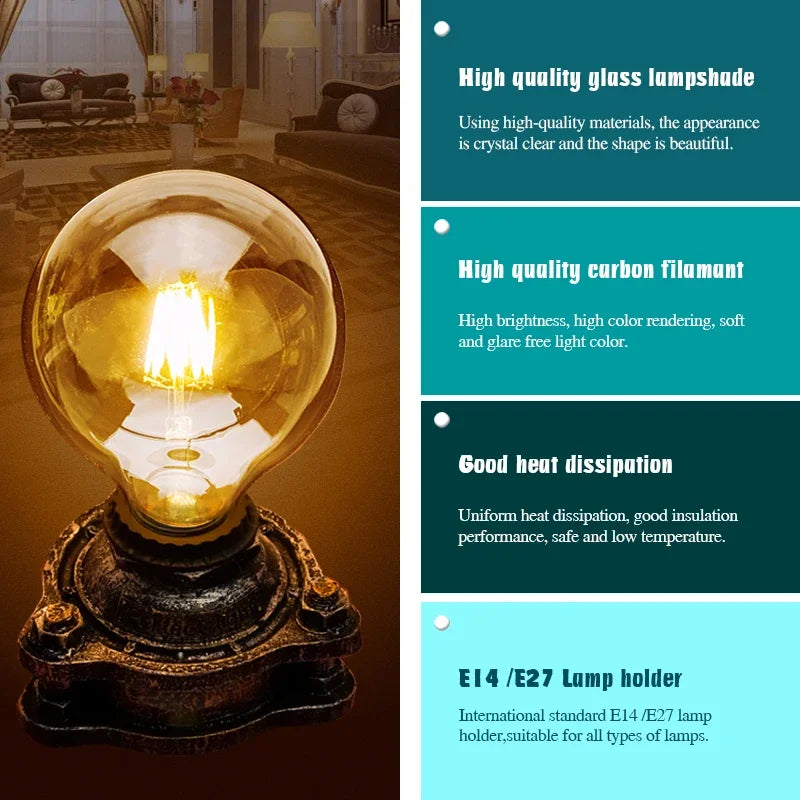 Lâmpada LED retrô Edison E14 E27 AC 220 2W 4W 6W 8W Lâmpada de vidro vintage C3…