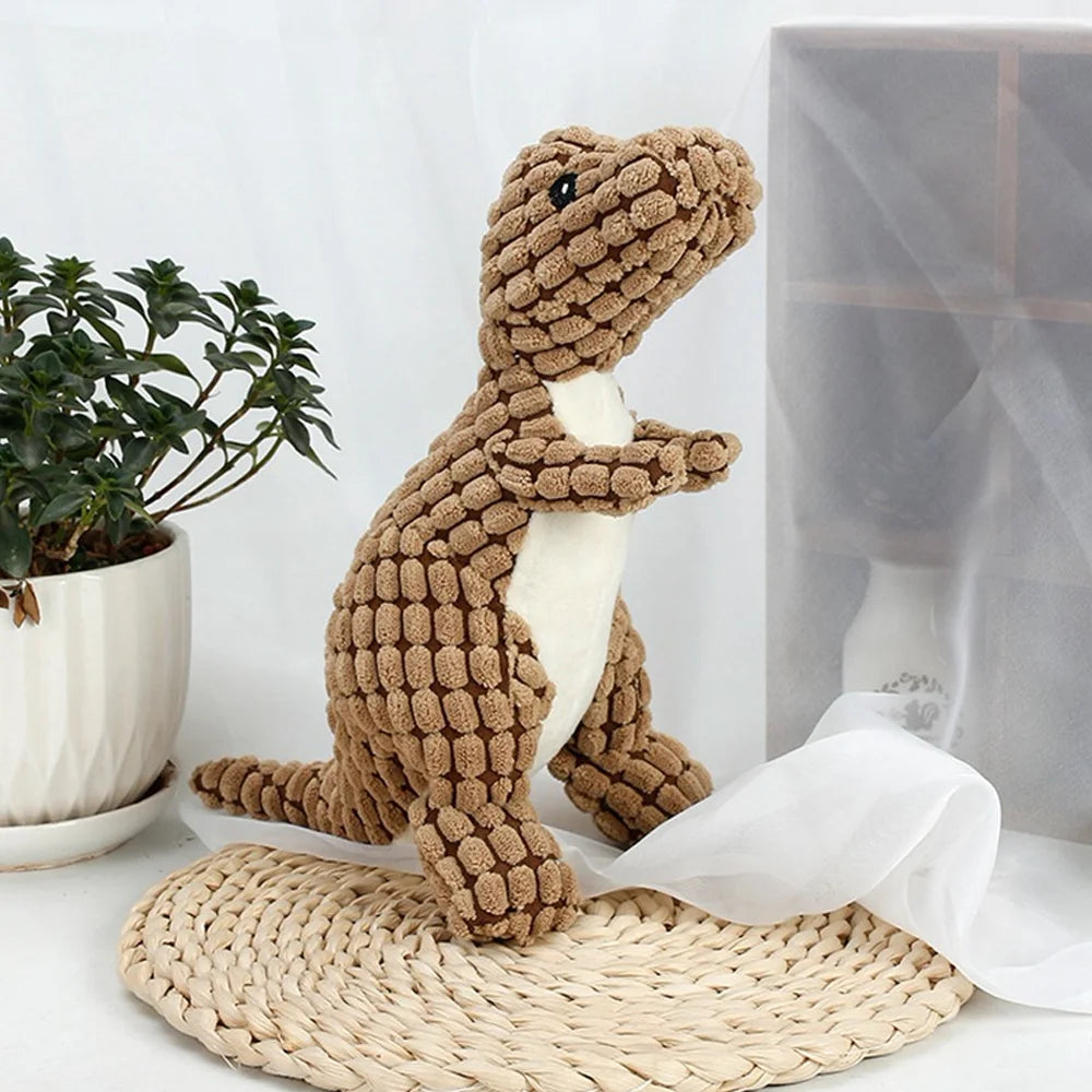 Brinquedos de pelúcia de dinossauro para cães e gatos, brinquedos interativos para mastigar.