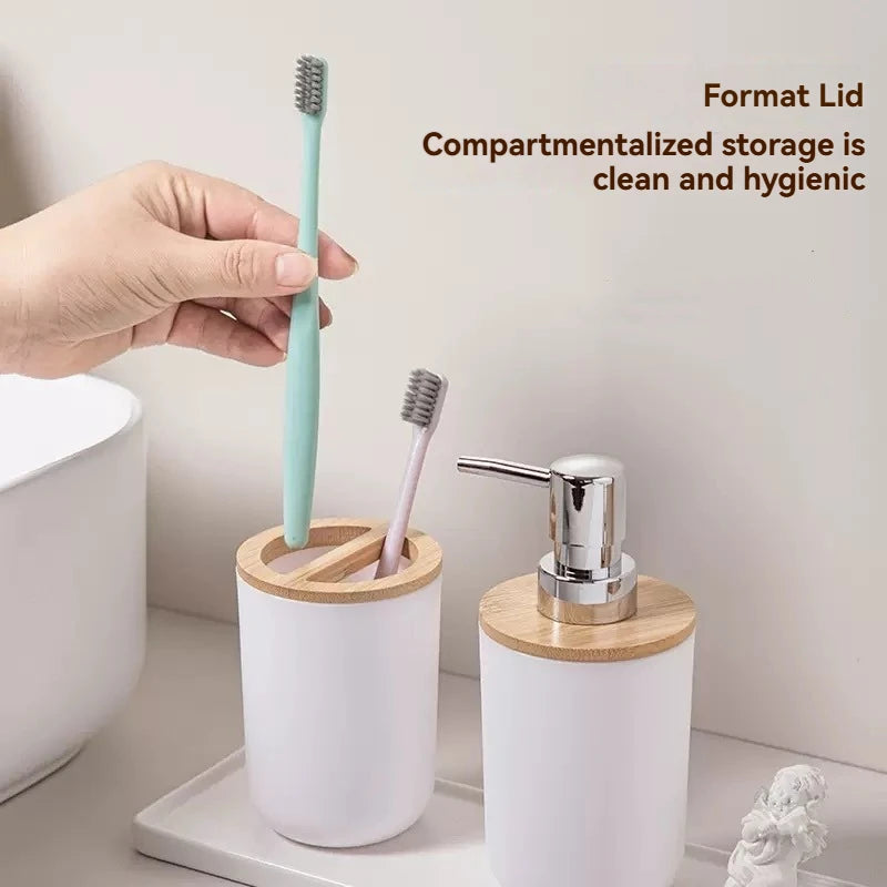 Conjunto de seis peças para banheiro doméstico, incluindo porta-escova de dentes e escova sanitária