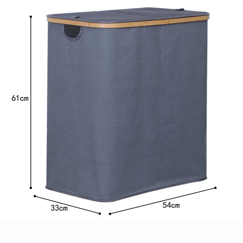 Cesto para roupa suja doméstica com tampa, cesto duplo para guardar roupa…