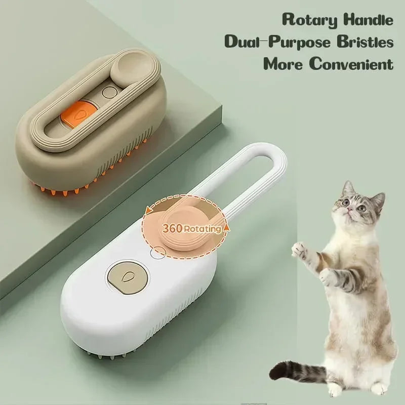 Escova a vapor 3 em 1 para animais de estimação - escova para gatos - vaporizador para gatos - removedor de pelos de animais de estimação…