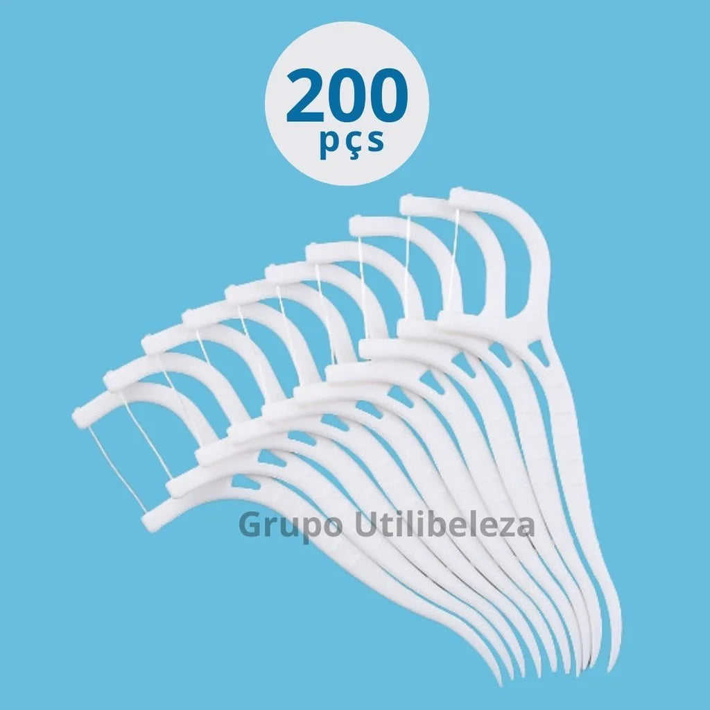 200 Unidades Fio Dental Haste Arqueada Ultr Fina Ideal Para Crianças E…