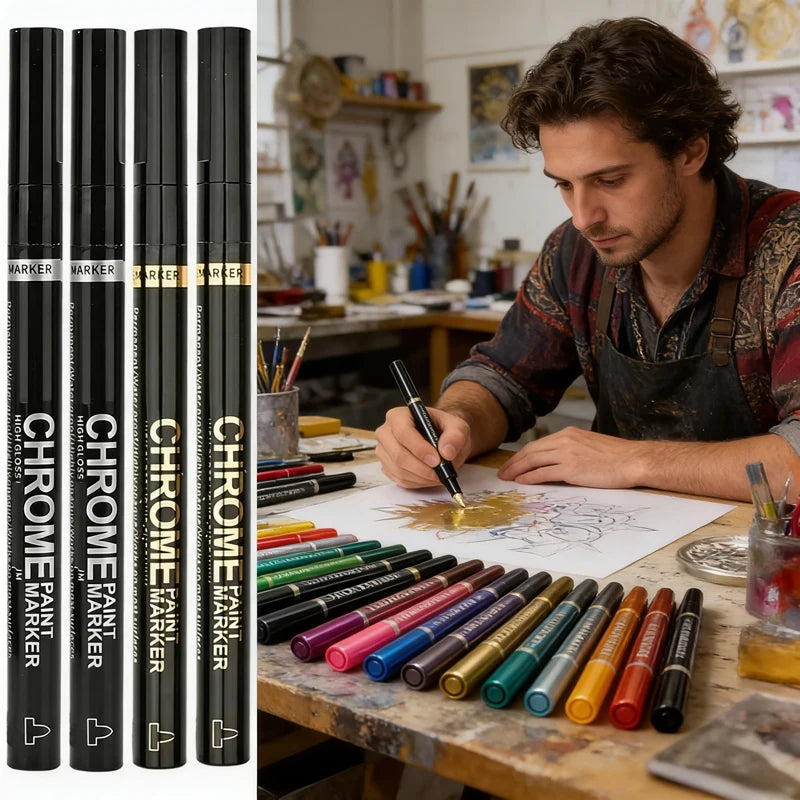 5/1 Caneta Marcadora Cromada, Ponta de 2mm Espelhada, Reparo de Pintura à Prova d'Água para Ro…