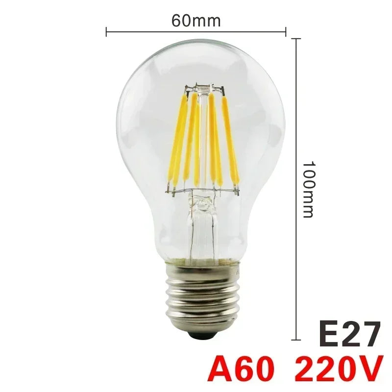 Lâmpada LED retrô Edison E14 E27 AC 220 2W 4W 6W 8W Lâmpada de vidro vintage C3…