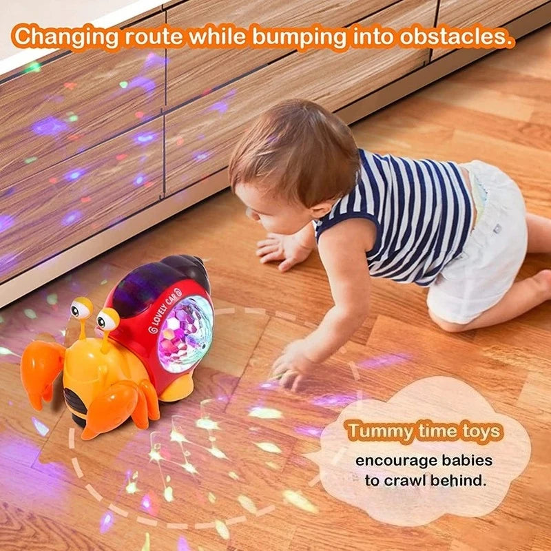 Caranguejo de brinquedo para bebês que rasteja, com música e luzes, brinquedo musical interativo para…