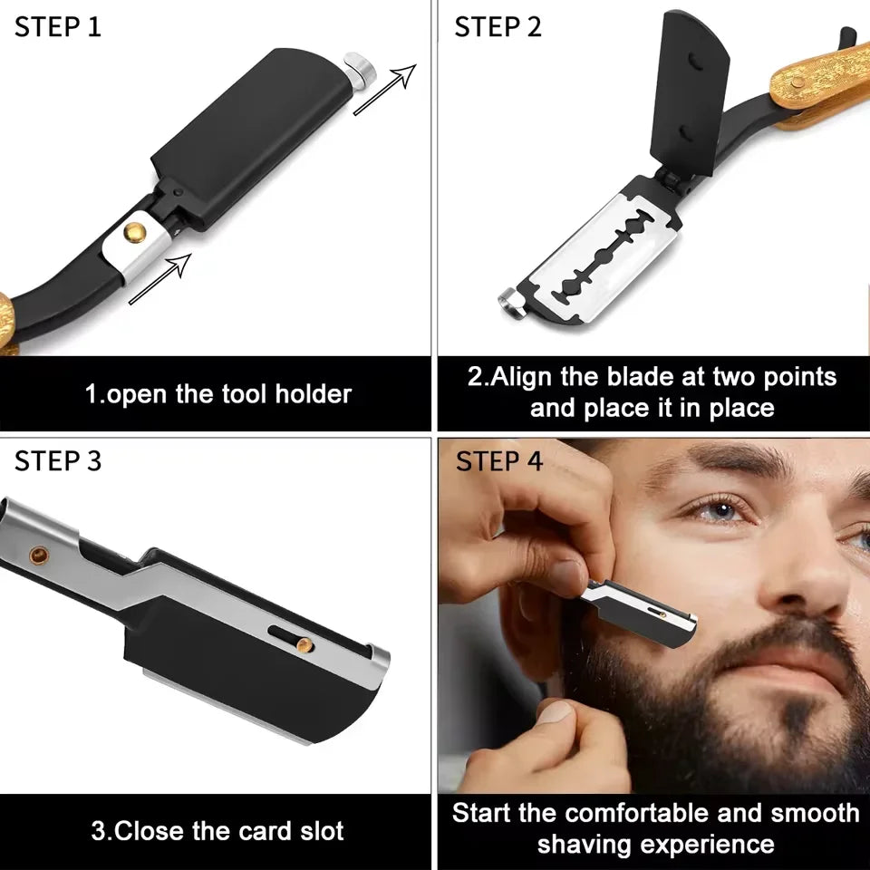 Navalha de barbear masculina, dobrável, para um barbear preciso e rente…