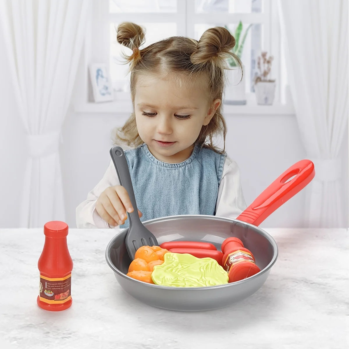 Conjunto de 8 peças de brinquedos de cozinha infantil com utensílios de simulação