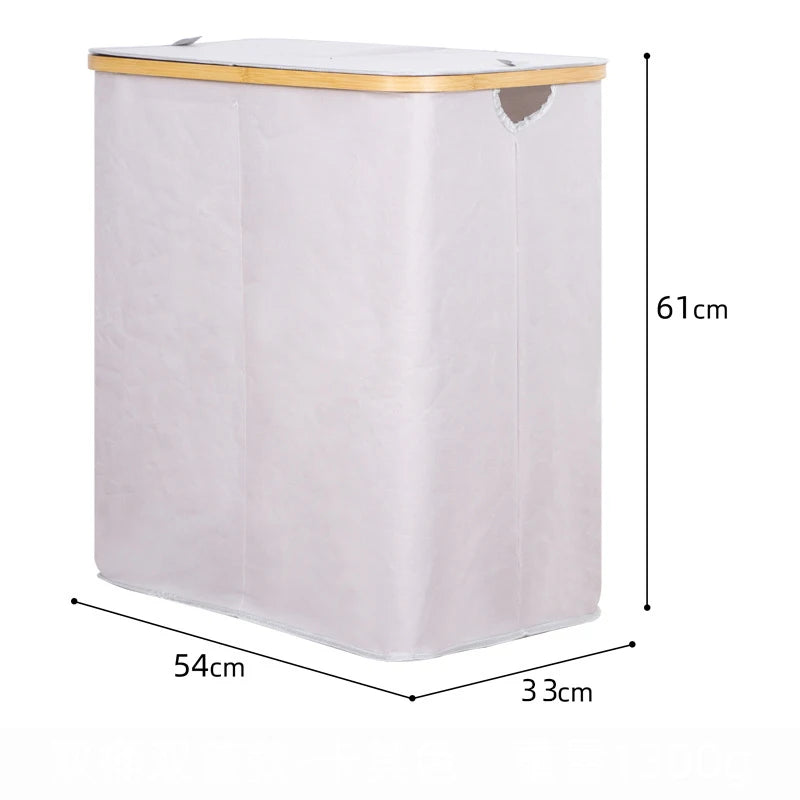 Cesto para roupa suja doméstica com tampa, cesto duplo para guardar roupa…