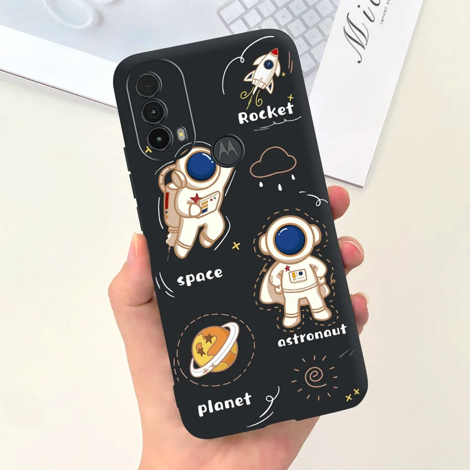 Capa de silicone com estampa de dinossauro para Moto E20 (XT2155 XT2155-1).