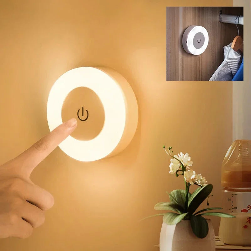 Luz noturna portátil LED recarregável via USB para sala de estar e
