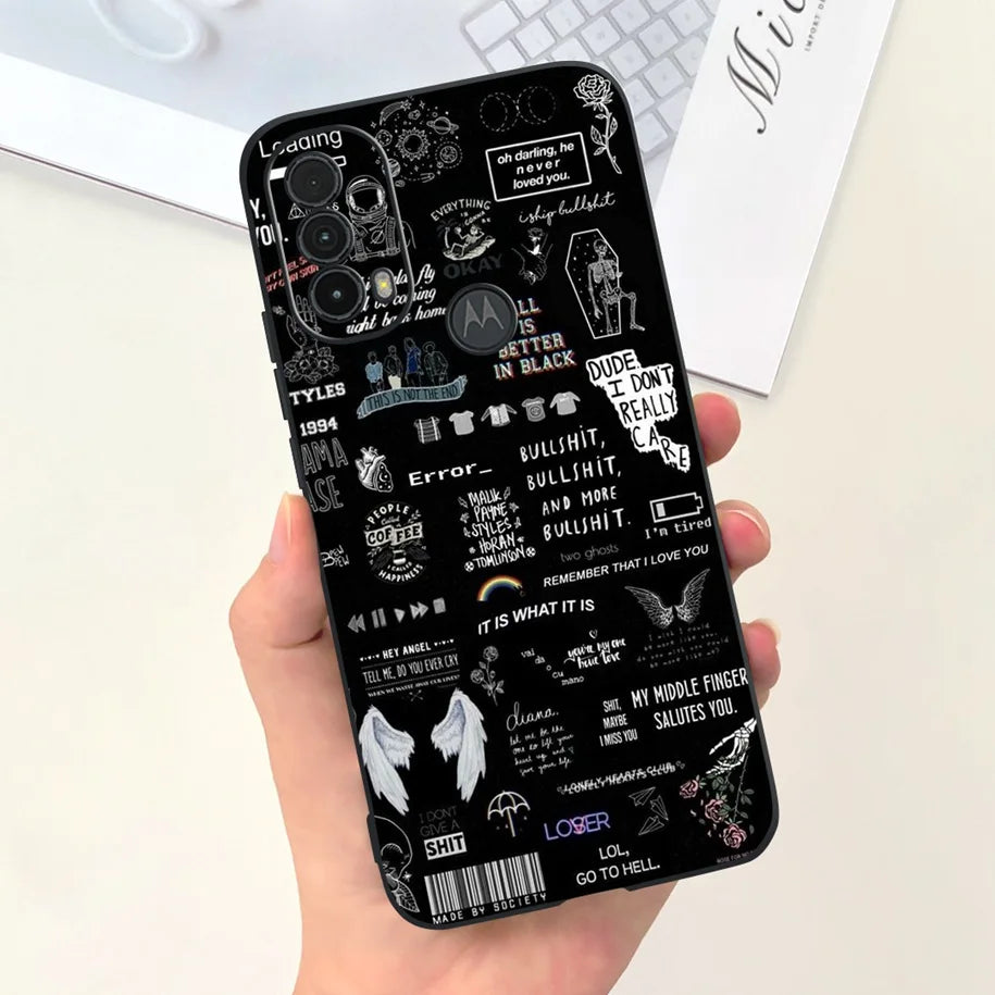 Capa de silicone com estampa de dinossauro para Moto E20 (XT2155 XT2155-1).