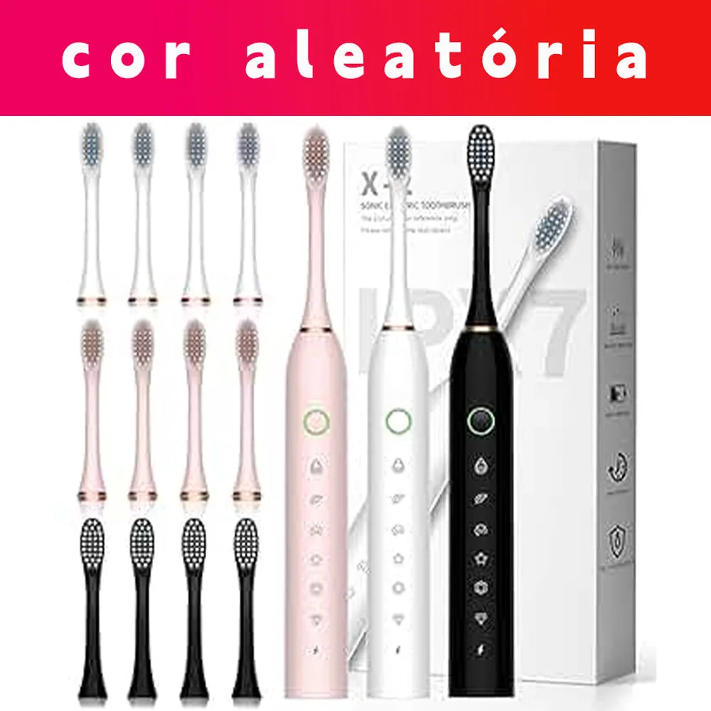 Escova Inteligente IPX7 Com 4 Cabeças Ultrassônicas à Prova Dágua