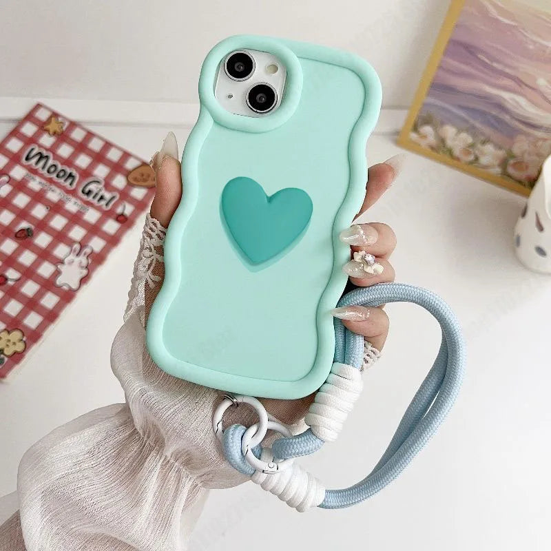 Capa de silicone ondulada com estampa de coração para Xiaomi Redmi 3 12 10 8 9 Prime A1 A2…