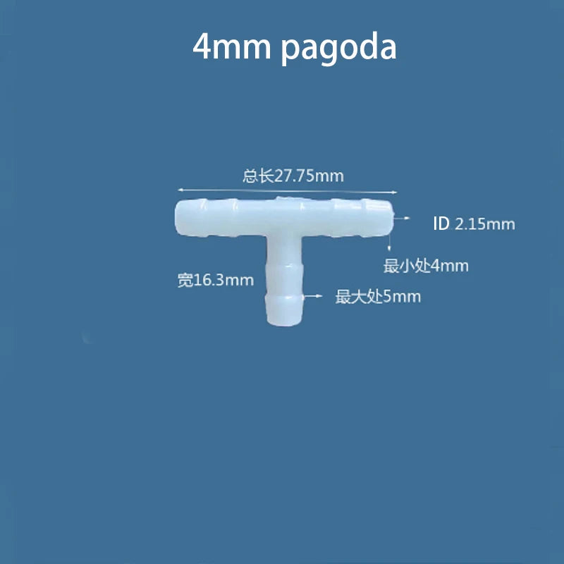 1 peça Conexão de Tubo de Plástico 1,6mm - 25mm Tipo T de 3 Vias com Barbela Pagoda