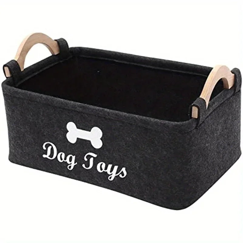 Caixa de feltro para brinquedos de animais de estimação, caixa para brinquedos de cachorro, caixa organizadora - perfeita para órgãos