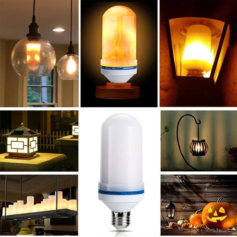 Lâmpada LED E27 com efeito de chama 360° para decoração de festas