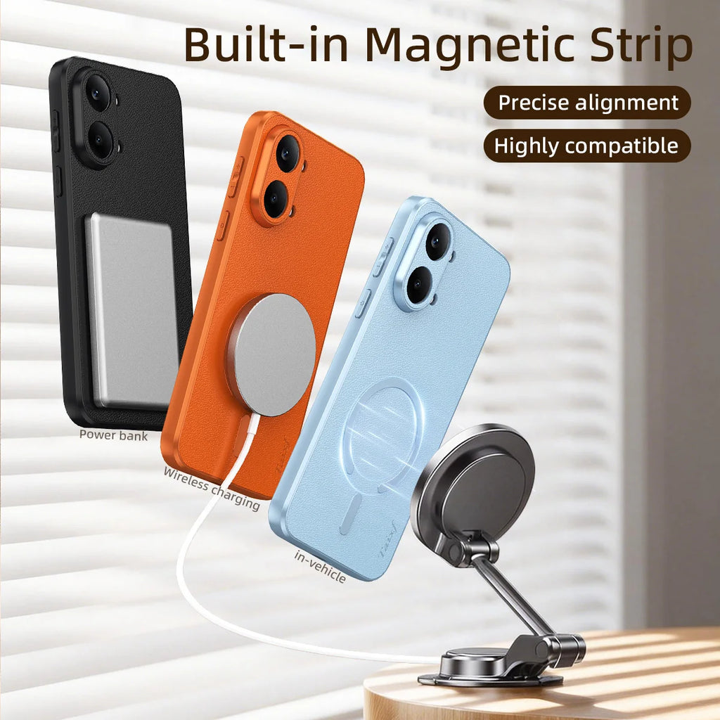 Capa para Redmi Turbo 5 Max em pele de cabra com carregamento sem fio magnético