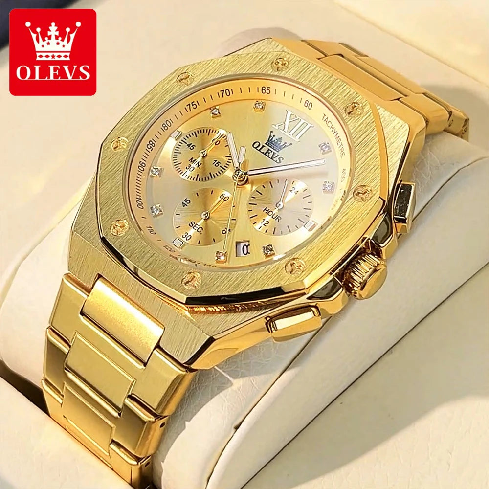 Relógios masculinos OLEVS, clássicos, de luxo, marca de topo, em aço fino, originais